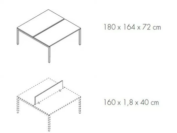 GATE - Office desk with cable management by Bralco - view 3