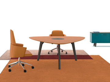 RAIL - Triangular Eco-leather meeting table by Bralco - view 2