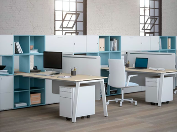 TAKE OFF - Multiple wooden office desk with shelves by Bralco - view 2