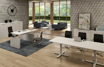 WINGLET - Height-adjustable rectangular melamine-faced chipboard meeting table with cable management by Bralco - view 3