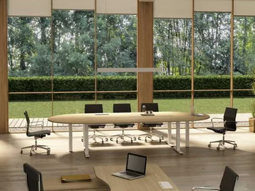 WINGLET - Melamine-faced chipboard meeting table with cable management by Bralco - view 3