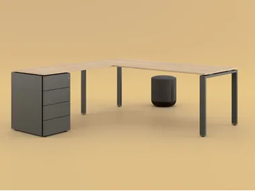 GLIDER - L-shaped wooden office desk with shelves by Bralco - view 2
