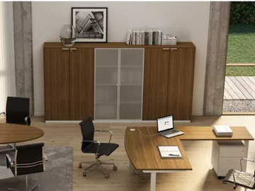 WINGLET - Tempered glass office storage unit with hinged doors with lock by Bralco - view 2