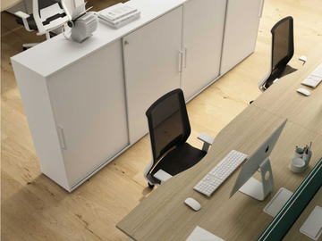 WINGLET - Melamine-faced chipboard office storage unit with sliding doors with lock by Bralco - view 2
