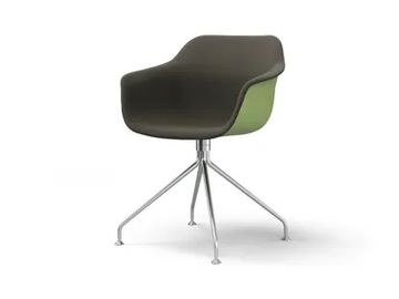 CRONA LIGHT TOUCH - Upholstered trestle-based fabric chair with armrests by Brunner - view 2