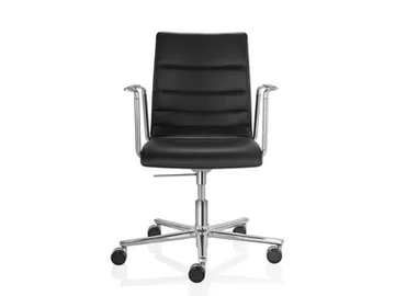 FINA - Leather office chair with castors with armrests with 5-Spoke base by Brunner - view 2