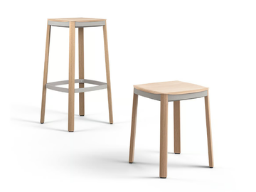 NATE - Wooden barstool with footrest by Brunner - view 3