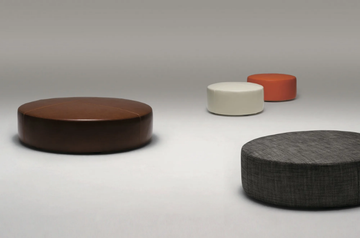 PUCK - Upholstered round leather pouf by CAMERICH - view 3