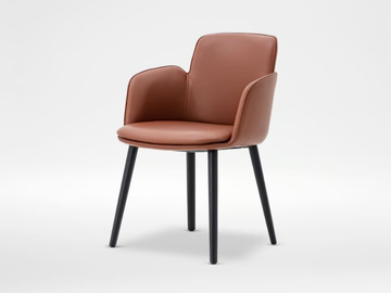 WING - Leather chair with wooden legs by CAMERICH - view 2