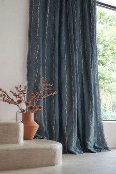 ANTHÈRE - Embroidered striped linen fabric by CASAMANCE - view 3