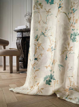CERISIERS - Washable linen fabric with floral pattern by CASAMANCE - view 3
