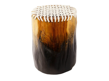SAUVAGE - Synthetic rope and teak garden stool by CBdesign - view 2