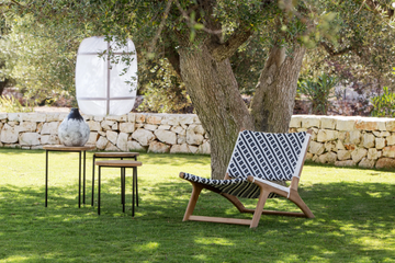 VIENNA RELAX - Garden teak and synthetic fabric easy chair by CBdesign - view 3