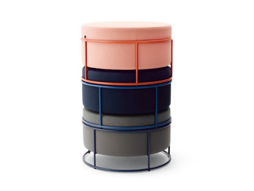 DROP - Round fabric pouf with castors by Cor - view 3