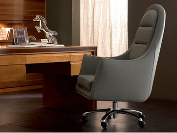 ELETTRA DAY - Swivel leather armchair with 4-spoke base by Cantiero - view 2