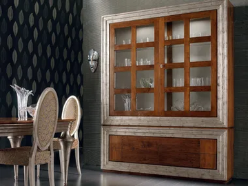 ÉTOILE DAY - Silver leaf highboard with doors by Cantiero - view 2