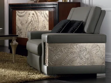ÉTOILE DAY - Upholstered silver leaf armchair with armrests by Cantiero - view 2