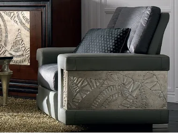 ÉTOILE DAY - Upholstered silver leaf armchair with armrests by Cantiero - view 2