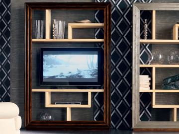 ÉTOILE DAY - Wall-mounted solid wood bookcase with TV stand by Cantiero - view 2