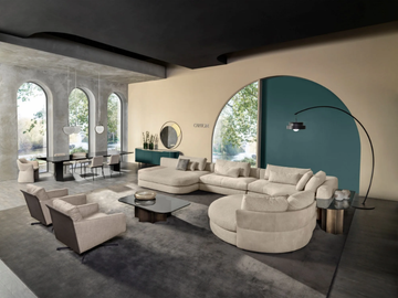SHARON - Swivel fabric armchair with armrests with 4-spoke base by Cantori - view 3