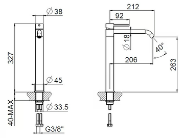 NAVIS 0-NVS1701-316 - High 1 hole countertop stainless steel washbasin mixer by Carimali - view 3
