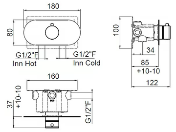 RACE 0-RCE4103EST-CR - Recessed thermostatic shower mixer by Carimali - view 3