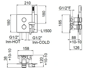 RACE 0-RCE5112EST-CR / 0-RCE5113EST-CR - Recessed thermostatic shower mixer with hand shower by Carimali - view 3