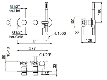 RACE 0-RCE5301EST-CR / 0-RCE5302EST-CR - Recessed shower mixer with hand shower by Carimali - view 3