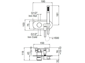 RACE 0-RCE5701EST-CR / 0-RCE5702EST-CR - Recessed single handle shower mixer with hand shower by Carimali - view 3