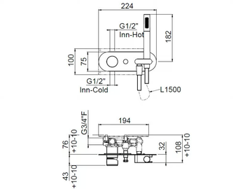 RACE 0-RCE5703EST-CR / 0-RCE5704EST-CR - Single handle Recessed shower mixer with hand shower by Carimali - view 3
