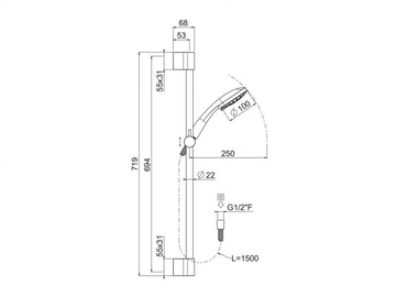 NOVA - ABS shower wallbar with hand shower and hose by Carimali - view 3