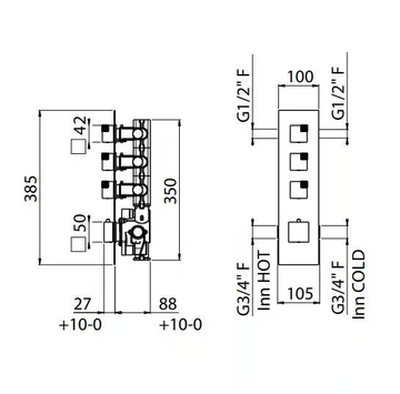 OCUBE 0-OCB4002EST-CR - Recessed thermostatic shower mixer with plate by Carimali - view 3
