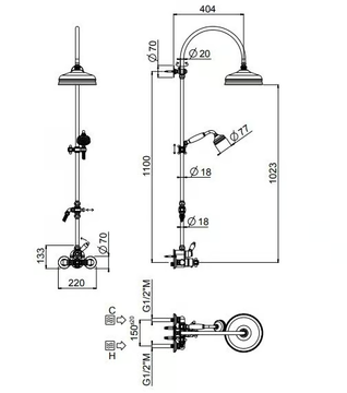 OTELLO 00-0004-CR - Wall-mounted shower panel with diverter by Carimali - view 3