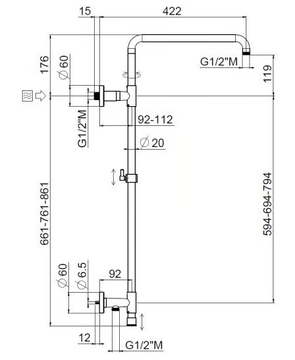 STICK HIGH WALL OUTLET - Wall-mounted shower panel with diverter by Carimali - view 3