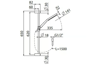RELAX 1.0 - ABS shower wallbar with hand shower and hose by Carimali - view 3