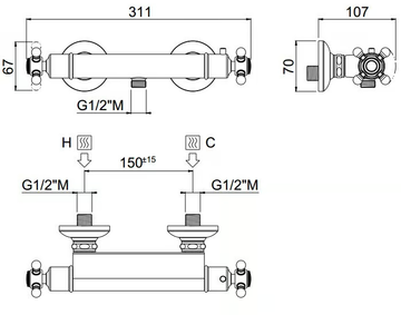 RIGOLETTO COLONIAL 21522-CR - External thermostatic shower mixer by Carimali - view 3