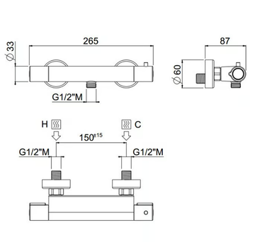 RIGOLETTO 21500-CR - External thermostatic ABS shower mixer by Carimali - view 3