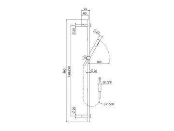 STICK - ABS shower wallbar with hand shower and hose by Carimali - view 3
