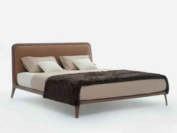 VIDOR - Leather double bed with upholstered headboard by Casa - view 2