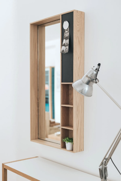 ARCA MEDIUM - Rectangular wall-mounted oak mirror with shelf by Case - view 3