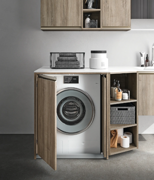 REGOLA COMP.10 - Wooden laundry room cabinet with sink by Cerasa - view 3
