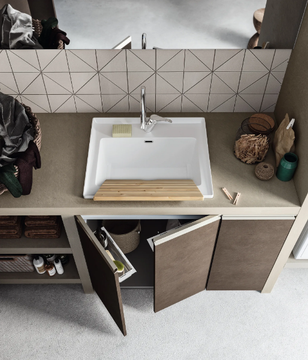 REGOLA COMP.5 - Sectional wooden laundry room cabinet by Cerasa - view 3