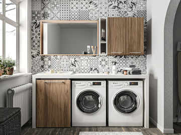 REGOLA COMP.7 - Wooden laundry room cabinet with sink by Cerasa - view 2