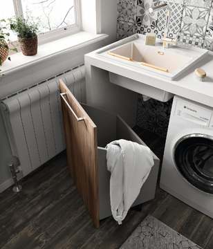 REGOLA COMP.7 - Wooden laundry room cabinet with sink by Cerasa - view 3
