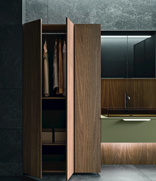 NEROLAB - Double wood veneer vanity unit with cabinets by Cerasa - view 3
