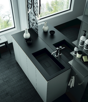 SEGNO - Melamine-faced chipboard vanity unit with drawers by Cerasa - view 3