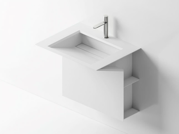SEVEN - Wall-mounted Tecnoril® washbasin with towel rail by Cerasa - view 2