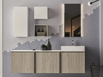 SEGNO - Wall-mounted melamine-faced chipboard vanity unit with cabinets by Cerasa - view 2
