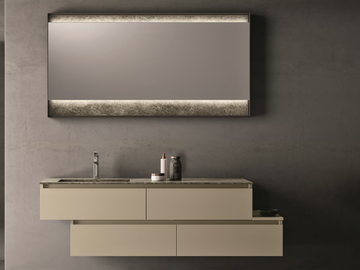 SEGNO - Wall-mounted melamine-faced chipboard vanity unit with mirror by Cerasa - view 2