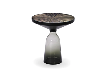 BELL SIDE TABLE STRAW - Round glass coffee table with straw marquetry by ClassiCon - view 3